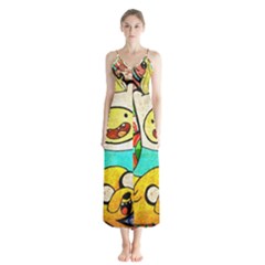 Painting Illustration Adventure Time Psychedelic Art Button Up Chiffon Maxi Dress by Sarkoni