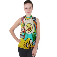 Painting Illustration Adventure Time Psychedelic Art Mock Neck Chiffon Sleeveless Top by Sarkoni