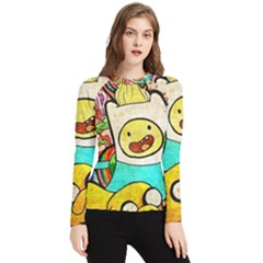 Painting Illustration Adventure Time Psychedelic Art Women s Long Sleeve Rash Guard by Sarkoni