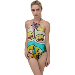 Painting Illustration Adventure Time Psychedelic Art Go With The Flow One Piece Swimsuit by Sarkoni