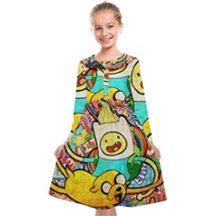 Painting Illustration Adventure Time Psychedelic Art Kids  Midi Sailor Dress by Sarkoni