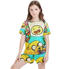 Painting Illustration Adventure Time Psychedelic Art Kids  T-shirt And Sports Shorts Set by Sarkoni