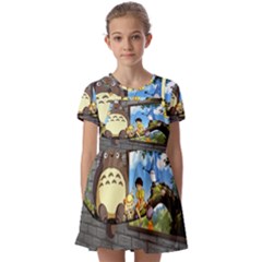 My Neighbor Totoro Kids  Short Sleeve Pinafore Style Dress by Sarkoni