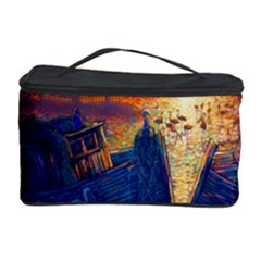 Digital Art Fantasy Impressionism Painting Ship Boat Psychedelic Peacock Mushroom Flamingos Hipwreck Cosmetic Storage Case by Sarkoni