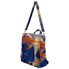 Digital Art Fantasy Impressionism Painting Ship Boat Psychedelic Peacock Mushroom Flamingos Hipwreck Crossbody Backpack by Sarkoni