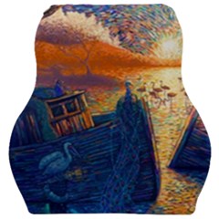 Digital Art Fantasy Impressionism Painting Ship Boat Psychedelic Peacock Mushroom Flamingos Hipwreck Car Seat Velour Cushion  by Sarkoni