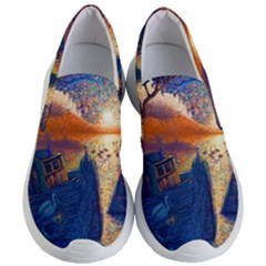 Digital Art Fantasy Impressionism Painting Ship Boat Psychedelic Peacock Mushroom Flamingos Hipwreck Women s Lightweight Slip Ons by Sarkoni