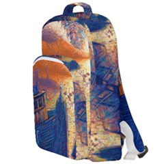 Digital Art Fantasy Impressionism Painting Ship Boat Psychedelic Peacock Mushroom Flamingos Hipwreck Double Compartment Backpack by Sarkoni