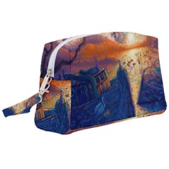 Digital Art Fantasy Impressionism Painting Ship Boat Psychedelic Peacock Mushroom Flamingos Hipwreck Wristlet Pouch Bag (large) by Sarkoni