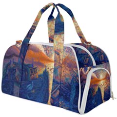 Digital Art Fantasy Impressionism Painting Ship Boat Psychedelic Peacock Mushroom Flamingos Hipwreck Burner Gym Duffel Bag by Sarkoni