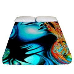 Color Detail Dream Fantasy Neon Psychedelic Teaser Fitted Sheet (queen Size) by Sarkoni