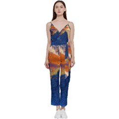 Digital Art Fantasy Impressionism Painting Ship Boat Psychedelic Peacock Mushroom Flamingos Hipwreck V-neck Camisole Jumpsuit by Sarkoni