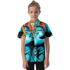 Color Detail Dream Fantasy Neon Psychedelic Teaser Kids  Short Sleeve Shirt by Sarkoni