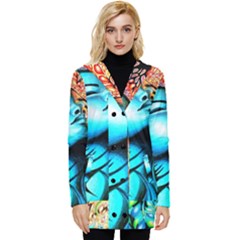 Color Detail Dream Fantasy Neon Psychedelic Teaser Button Up Hooded Coat  by Sarkoni