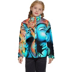 Color Detail Dream Fantasy Neon Psychedelic Teaser Kids  Puffer Bubble Jacket Coat by Sarkoni