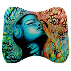 Color Detail Dream Fantasy Neon Psychedelic Teaser Velour Head Support Cushion by Sarkoni