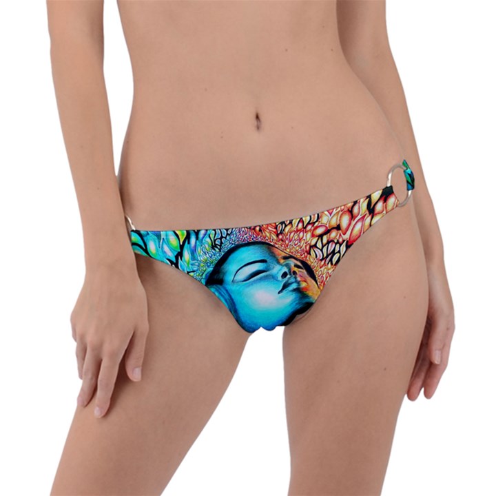 Color Detail Dream Fantasy Neon Psychedelic Teaser Ring Detail Bikini Bottoms