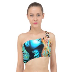 Color Detail Dream Fantasy Neon Psychedelic Teaser Spliced Up Bikini Top  by Sarkoni