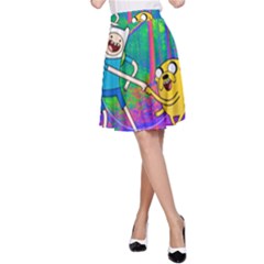 Jake And Finn Adventure Time Landscape Forest Saturation A-line Skirt by Sarkoni