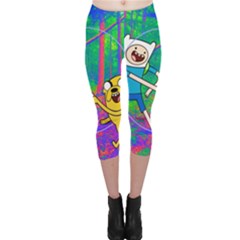 Jake And Finn Adventure Time Landscape Forest Saturation Capri Leggings  by Sarkoni