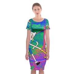 Jake And Finn Adventure Time Landscape Forest Saturation Classic Short Sleeve Midi Dress by Sarkoni