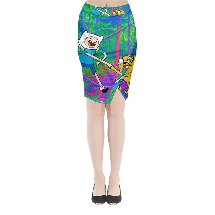 Jake And Finn Adventure Time Landscape Forest Saturation Midi Wrap Pencil Skirt