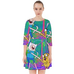 Jake And Finn Adventure Time Landscape Forest Saturation Smock Dress by Sarkoni