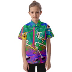 Jake And Finn Adventure Time Landscape Forest Saturation Kids  Short Sleeve Shirt by Sarkoni