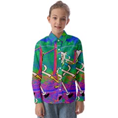 Jake And Finn Adventure Time Landscape Forest Saturation Kids  Long Sleeve Shirt by Sarkoni