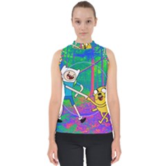 Jake And Finn Adventure Time Landscape Forest Saturation Mock Neck Shell Top by Sarkoni