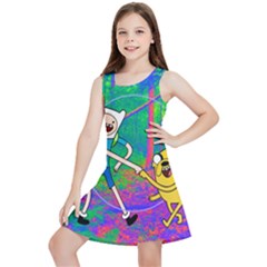 Jake And Finn Adventure Time Landscape Forest Saturation Kids  Lightweight Sleeveless Dress by Sarkoni