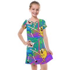 Jake And Finn Adventure Time Landscape Forest Saturation Kids  Cross Web Dress by Sarkoni