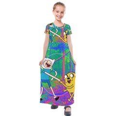 Jake And Finn Adventure Time Landscape Forest Saturation Kids  Short Sleeve Maxi Dress by Sarkoni