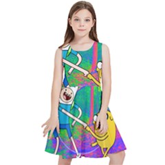 Jake And Finn Adventure Time Landscape Forest Saturation Kids  Skater Dress by Sarkoni