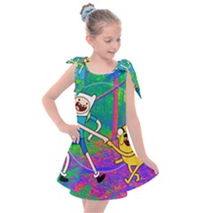 Jake And Finn Adventure Time Landscape Forest Saturation Kids  Tie Up Tunic Dress by Sarkoni