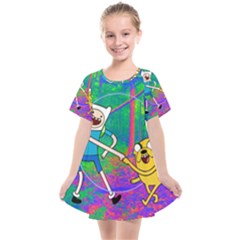 Jake And Finn Adventure Time Landscape Forest Saturation Kids  Smock Dress by Sarkoni