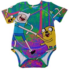 Jake And Finn Adventure Time Landscape Forest Saturation Baby Short Sleeve Bodysuit by Sarkoni