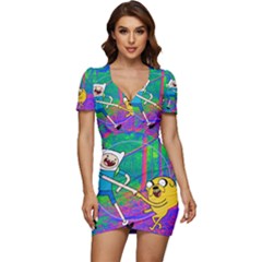 Jake And Finn Adventure Time Landscape Forest Saturation Low Cut Cap Sleeve Mini Dress by Sarkoni