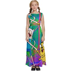 Jake And Finn Adventure Time Landscape Forest Saturation Kids  Satin Sleeveless Maxi Dress by Sarkoni