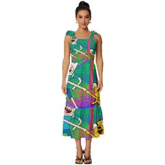 Jake And Finn Adventure Time Landscape Forest Saturation Tie-strap Tiered Midi Chiffon Dress by Sarkoni