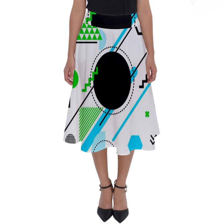 Geometric Shapes Background Perfect Length Midi Skirt