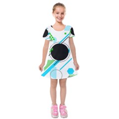 Geometric Shapes Background Kids  Short Sleeve Velvet Dress by Bedest