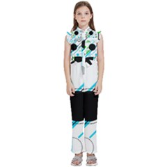 Geometric Shapes Background Kids  Sleeveless Ruffle Edge Band Collar Chiffon One Piece by Bedest