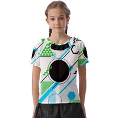 Geometric Shapes Background Kids  Frill Chiffon Blouse by Bedest