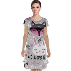 Big Set With Cute Cartoon Animals Bear Panda Bunny Penguin Cat Fox Cap Sleeve Nightdress by Bedest