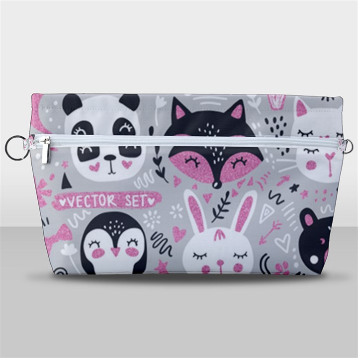 Big Set With Cute Cartoon Animals Bear Panda Bunny Penguin Cat Fox Handbag Organizer