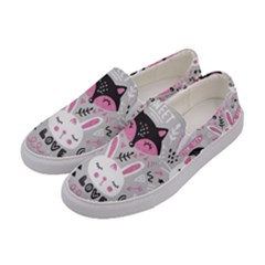 Big Set With Cute Cartoon Animals Bear Panda Bunny Penguin Cat Fox Women s Canvas Slip Ons by Bedest