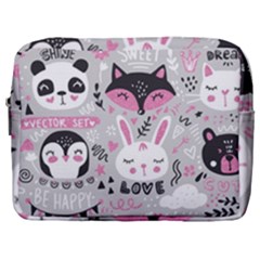 Big Set With Cute Cartoon Animals Bear Panda Bunny Penguin Cat Fox Make Up Pouch (large) by Bedest