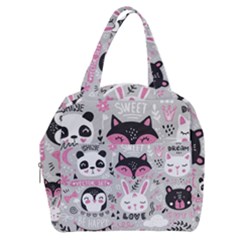 Big Set With Cute Cartoon Animals Bear Panda Bunny Penguin Cat Fox Boxy Hand Bag by Bedest