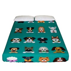 Different Type Vector Cartoon Dog Faces Fitted Sheet (queen Size) by Bedest